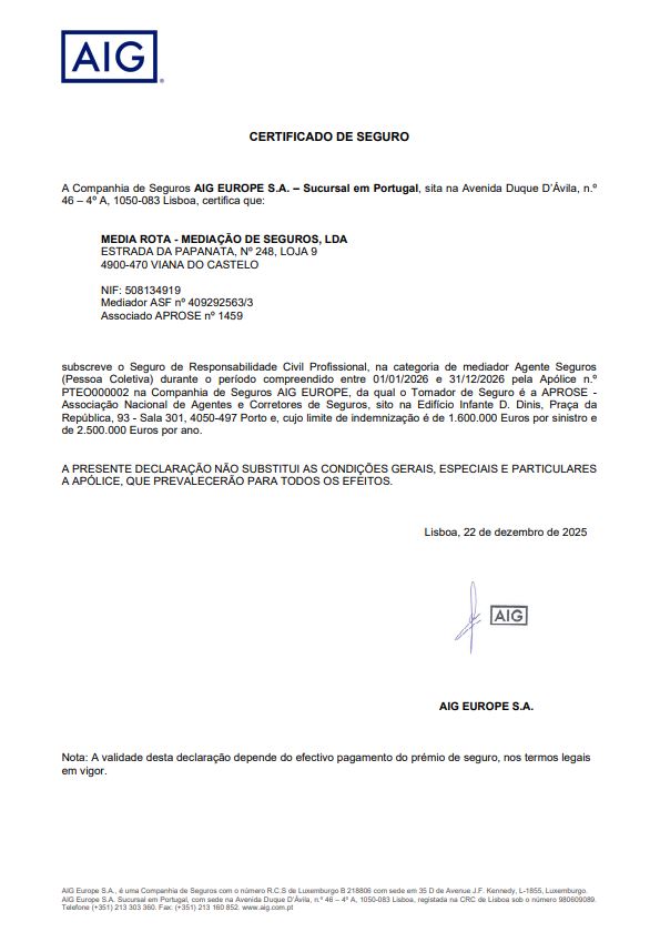 Certificado de Seguro